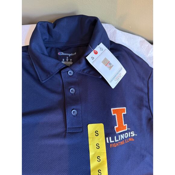 NCAA Champion Illinois Fighting Illini Blue Polo Shirt Size Small New W/Tags - Picture 1 of 5